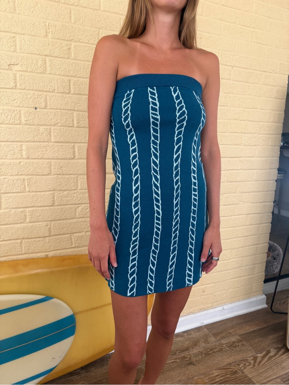 Blue wave Celandine strapless knit mini dress NWT XS